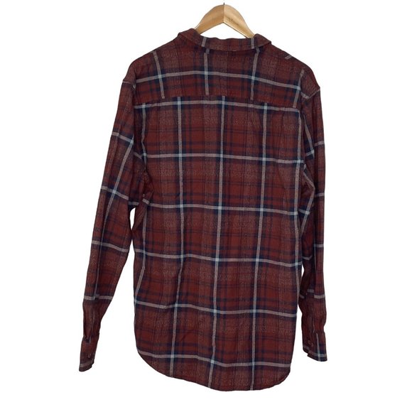 Vans Men’s Heavy Duty Flannel Red Maroon Shirt Long Sleeve Button Size Large - Picture 2 of 8